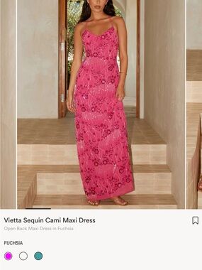 VETTA Fuchsia Sequin Cami Maxi Dress